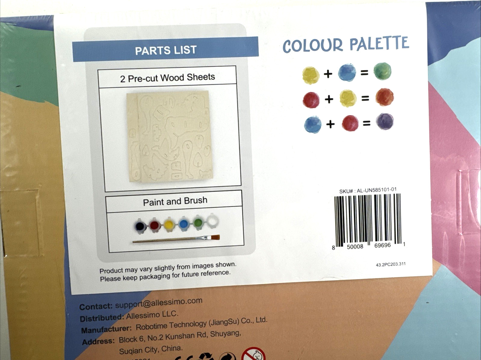 NEW SEALED Allessimo Reality Puzzle Paint Kit Wooden UNICORN 30pc Model Kit