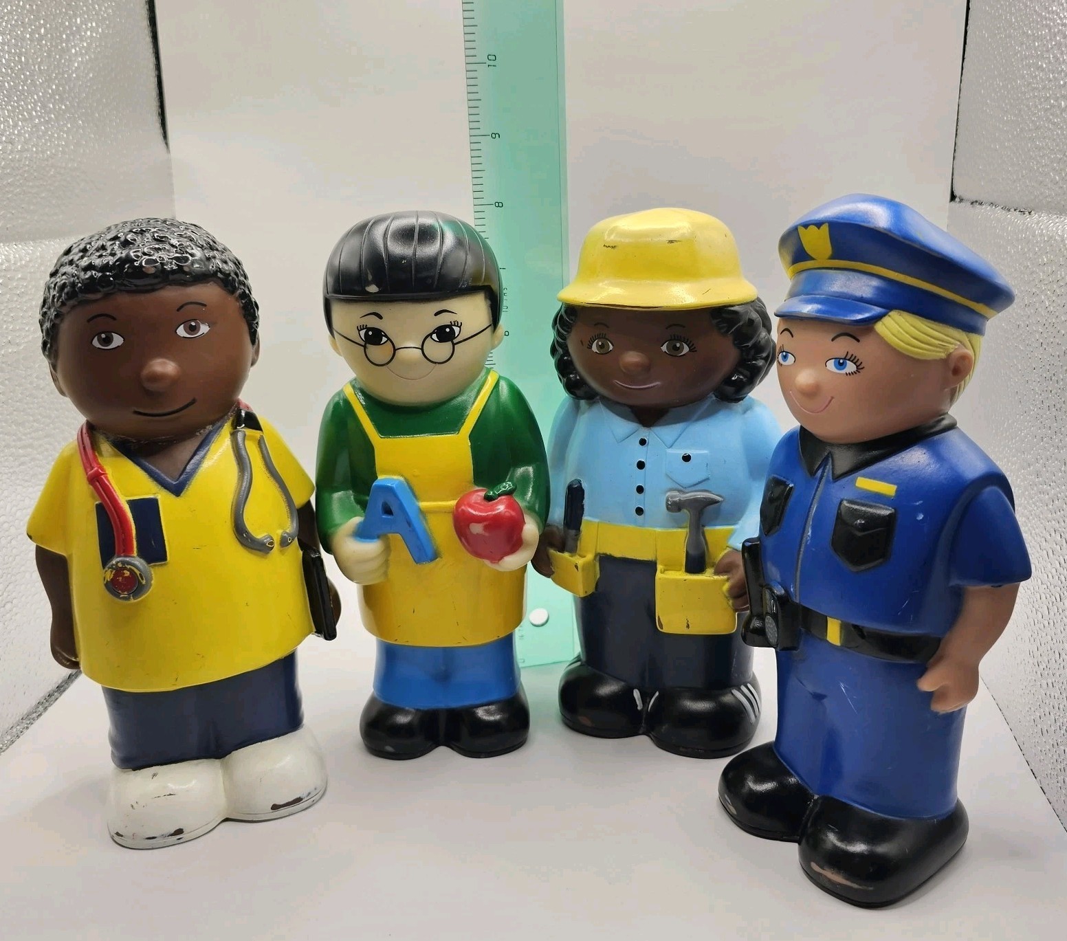 EXCELLERATIONS Early Learning Soft Vinyl Community Town Workers 6.5″ – LOT Of 4