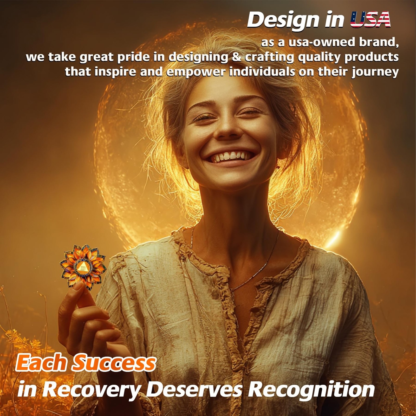 Sunflower 34 Year Sobriety Coin – Colorful Glass Broken and Rebuilt AA Coins …
