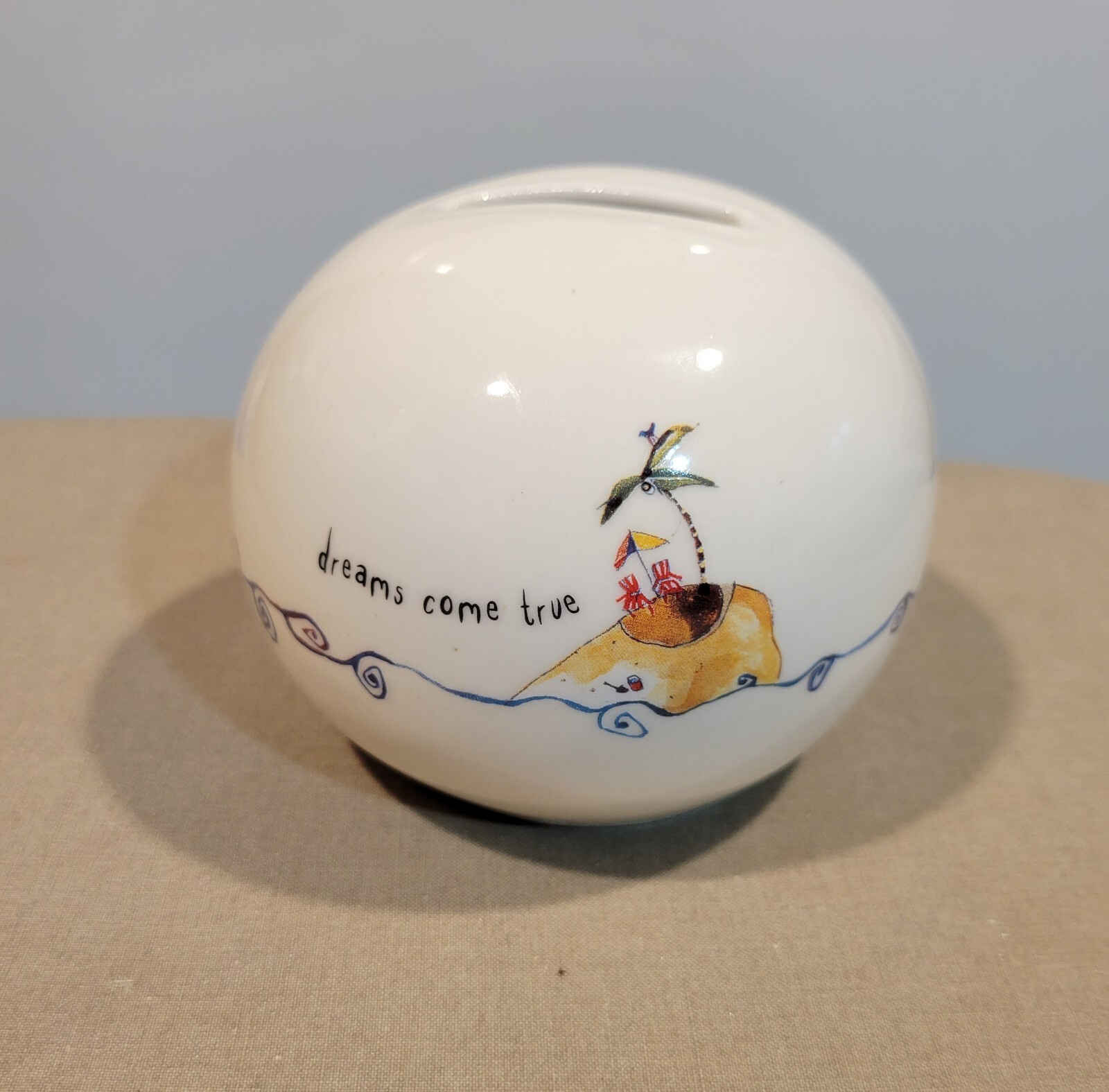 “Dreams Come True” White Oval Ceramic Piggy Bank, Buying a Private Island