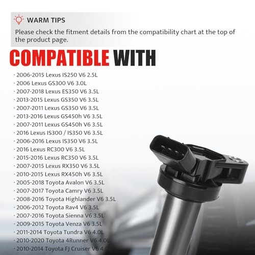 Ignition Coil Pack of 6 fit for 3.5 4.0 V6 Toyota Camry Tundra Rav4 4Runner