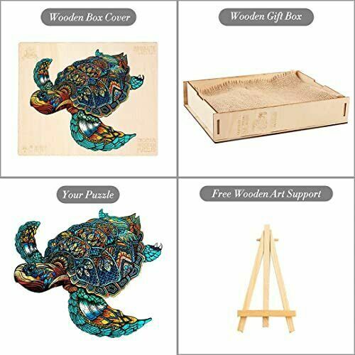 Wooden Jigsaw Puzzles for Adults Kids Unique Resolute Turtle 15 * 13in; 301 Pcs