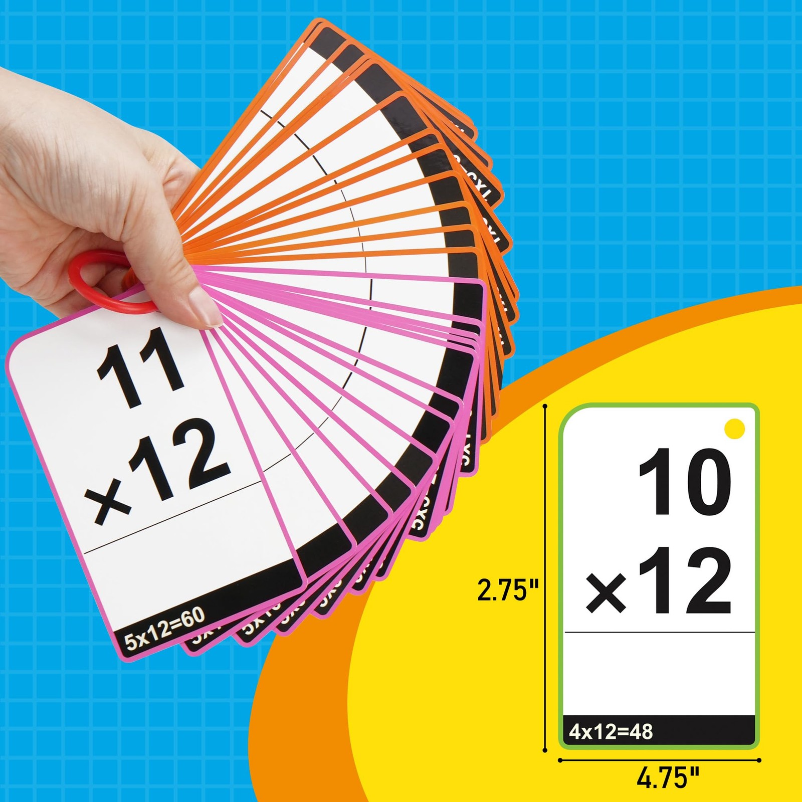 Multiplication Flash Cards 012, 91 Cards, Times Table Flash Cards with Rings,…
