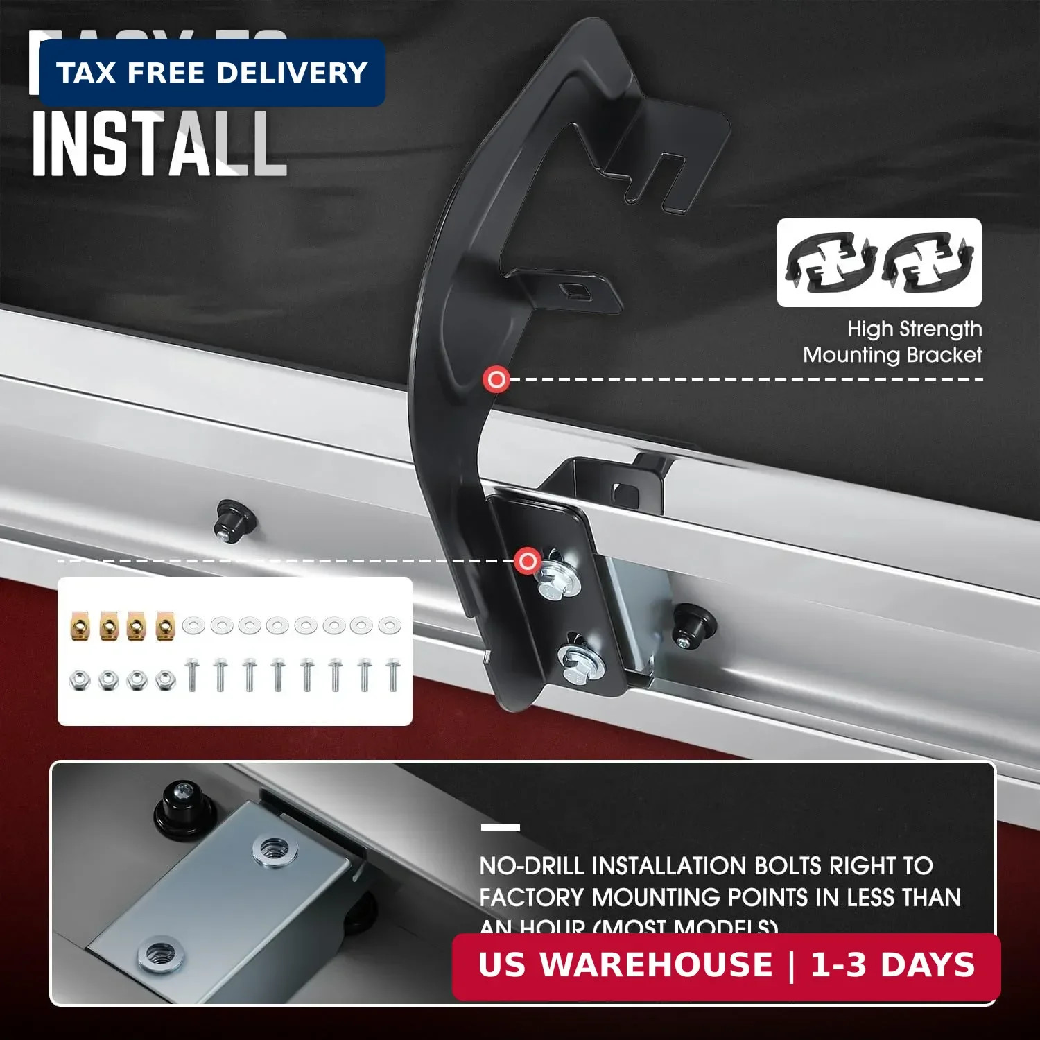 DNA Motoring 6.75″ Wide Flat Running Boards Side Step Bars Compatible with 2007-