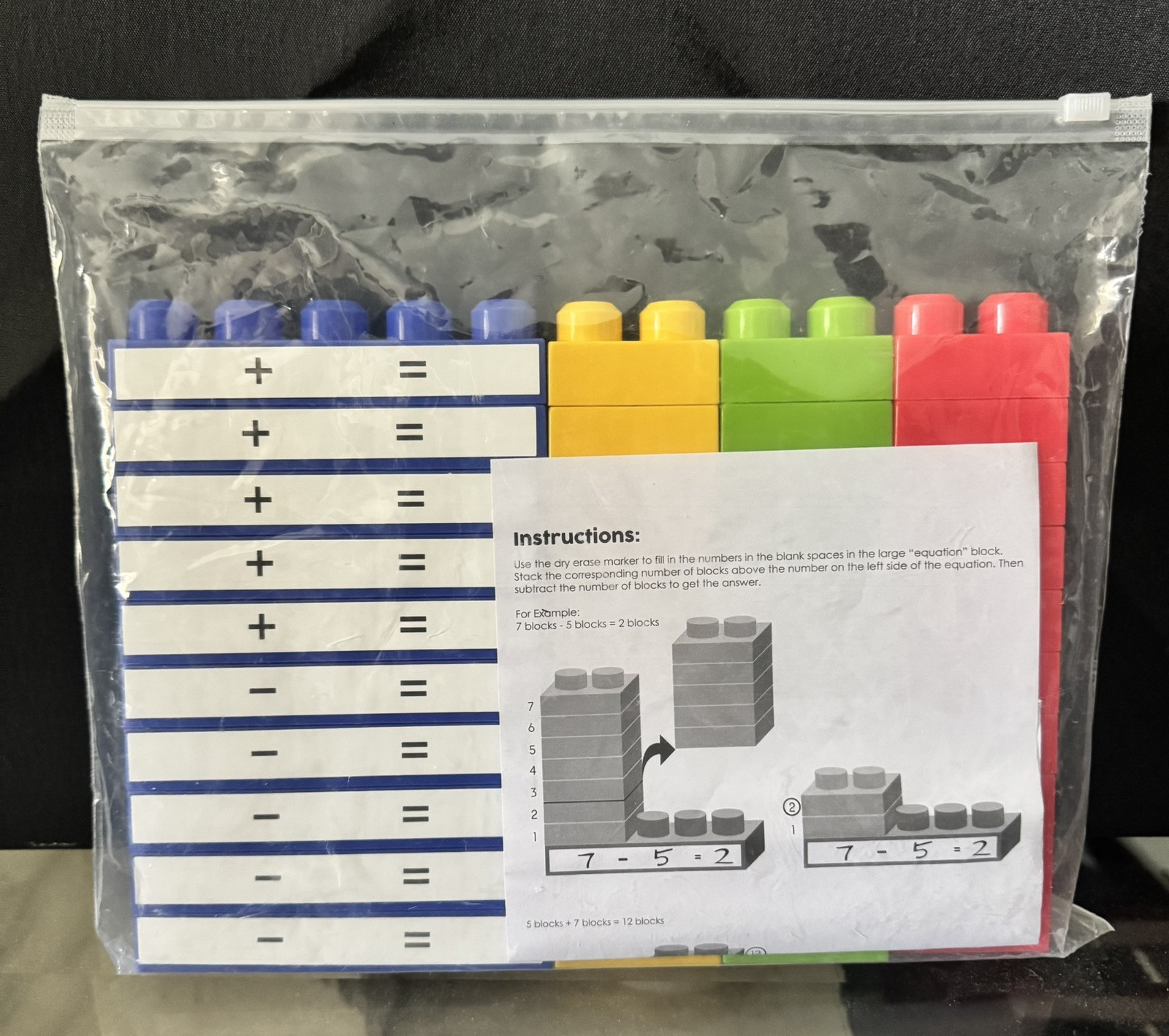 NEW Building Block Dry Erase Addition & Subtraction Game