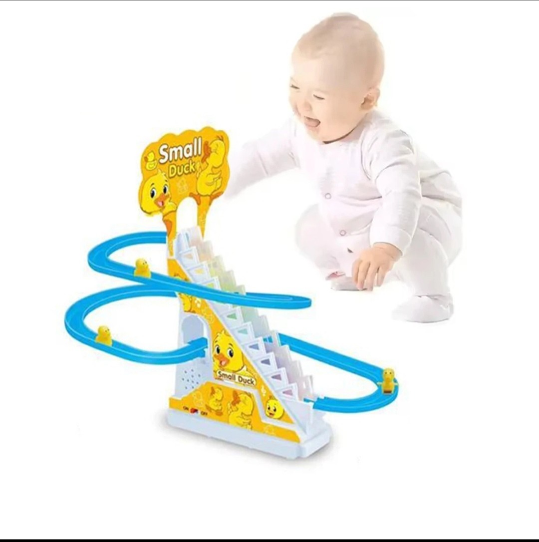 Electric Duck Climbing Stair Toy with Music & Lights | Includes 3 Mini Ducks | F