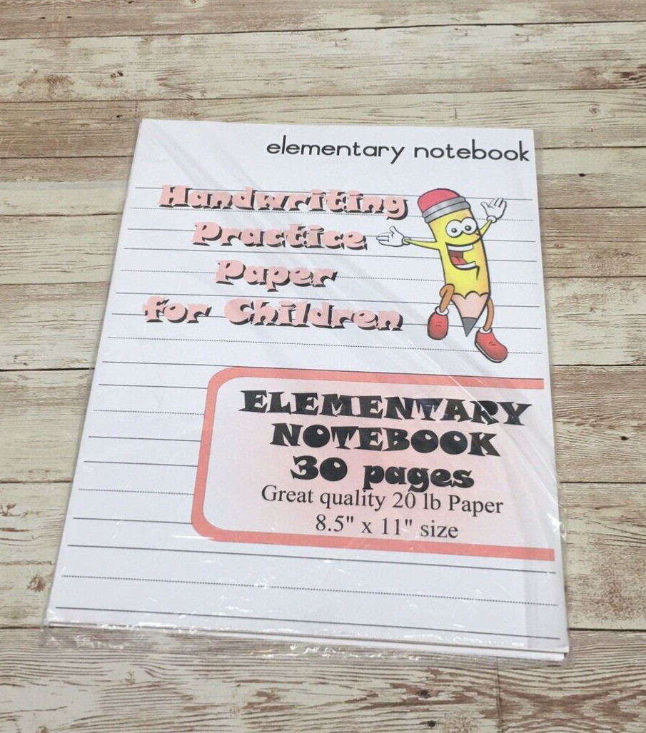 Elementary Notebook – Handwriting Practice Paper For Children – 30 Sheets
