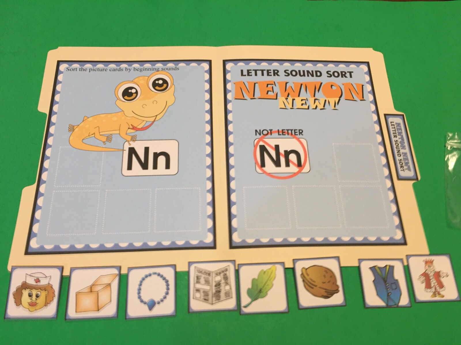 Newton Newt – Letter Nn – DIY File Folder game – Printed / Uncut