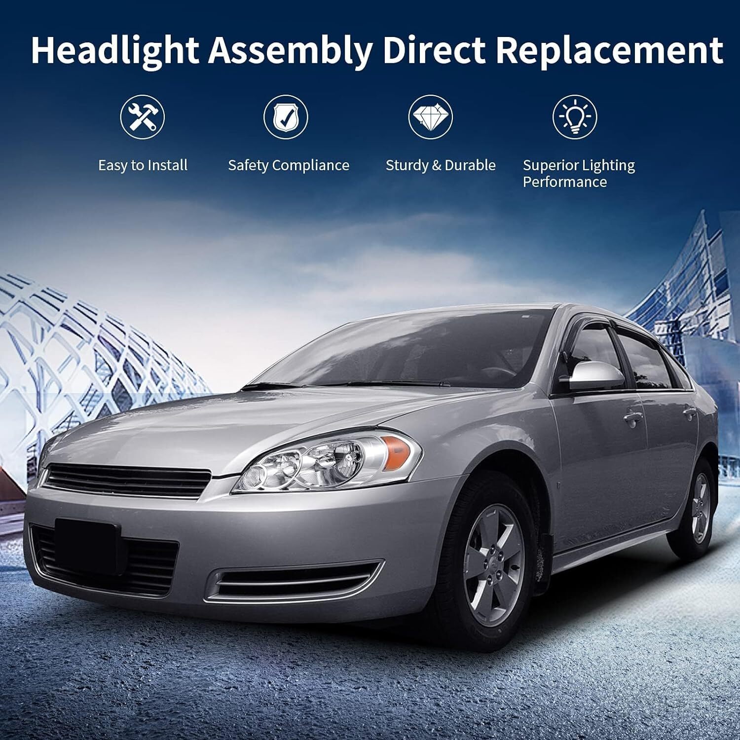 AUTOSAVER88 Headlight Assembly Compatible with 2006-2013 Chevy Impala 2014-2016