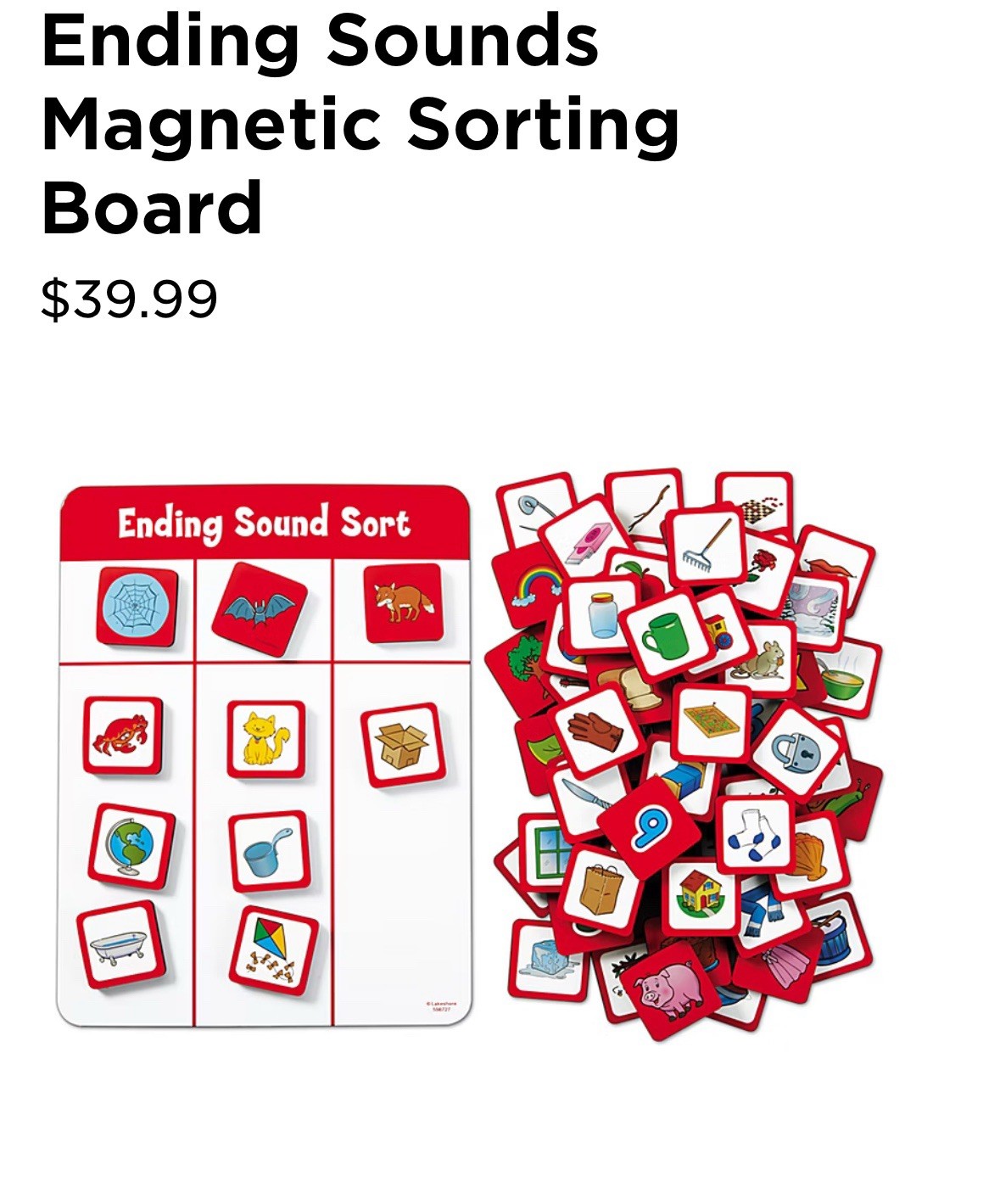 Rhyming Sounds Magnetic Sound Sorting Board by Lakeshore #LL439 ages 4