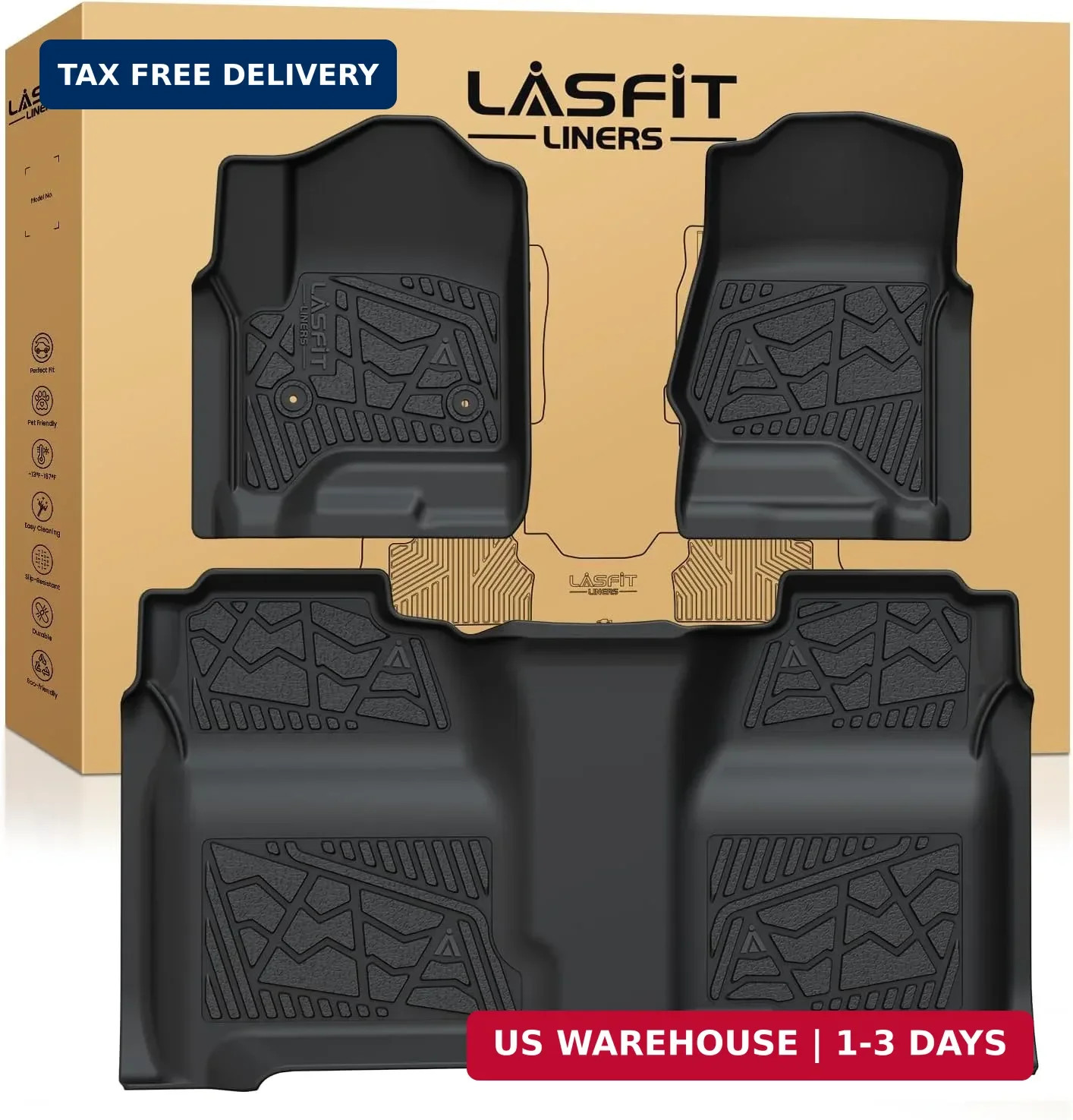 LASFIT Floor Mats 2014-2018 for Chevrolet Chevy Silverado/GMC Sierra 1500 Only C