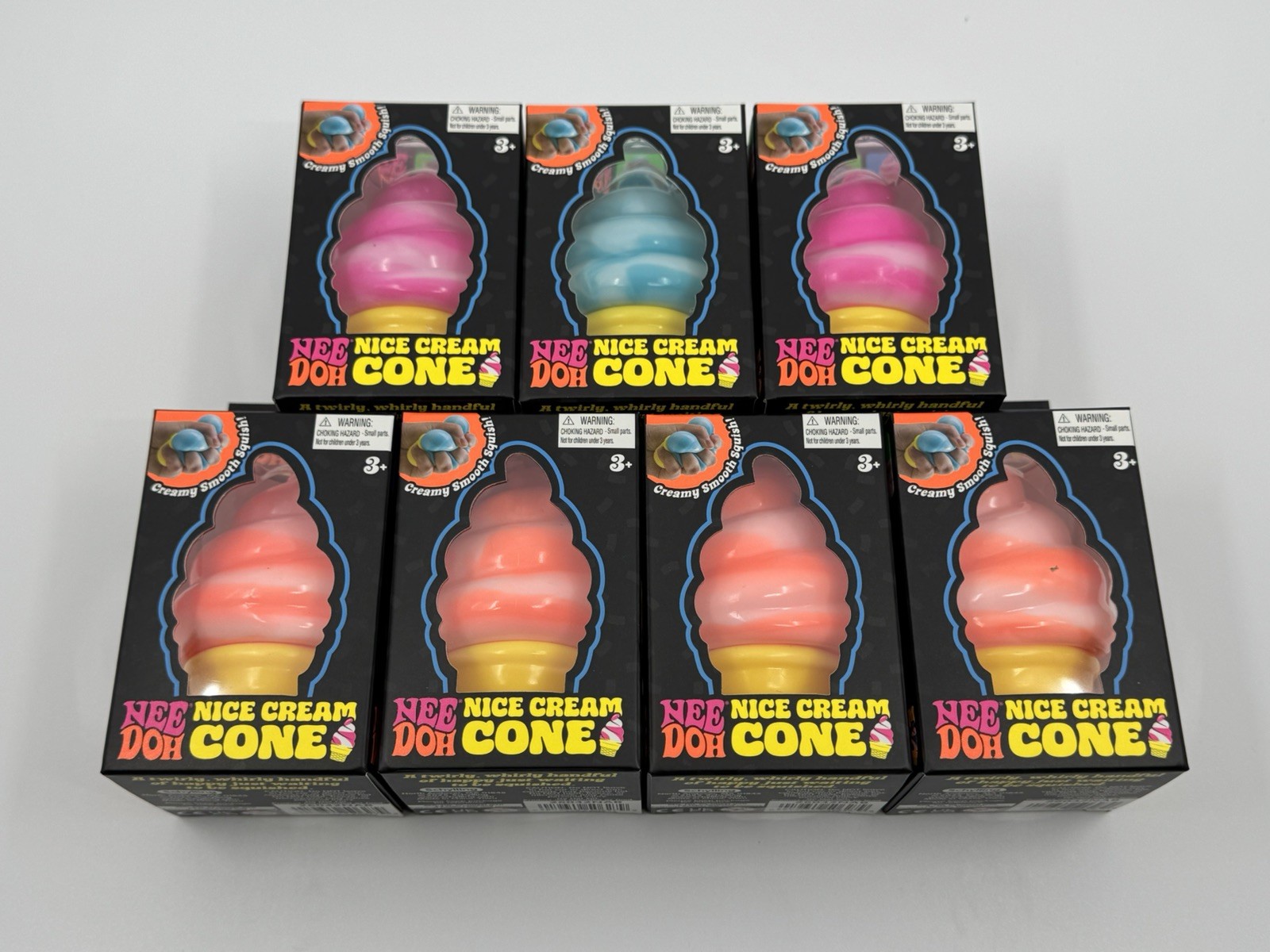NeeDoh Nee Doh Nice Cream Cone Lot of 7 Orange Pink & Blue 🔥