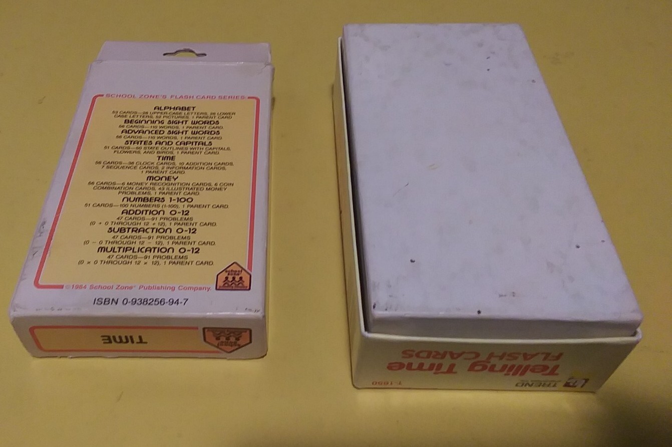 1984 School Zone Flash Cards TIME & 1985 Trend TELLING TIME