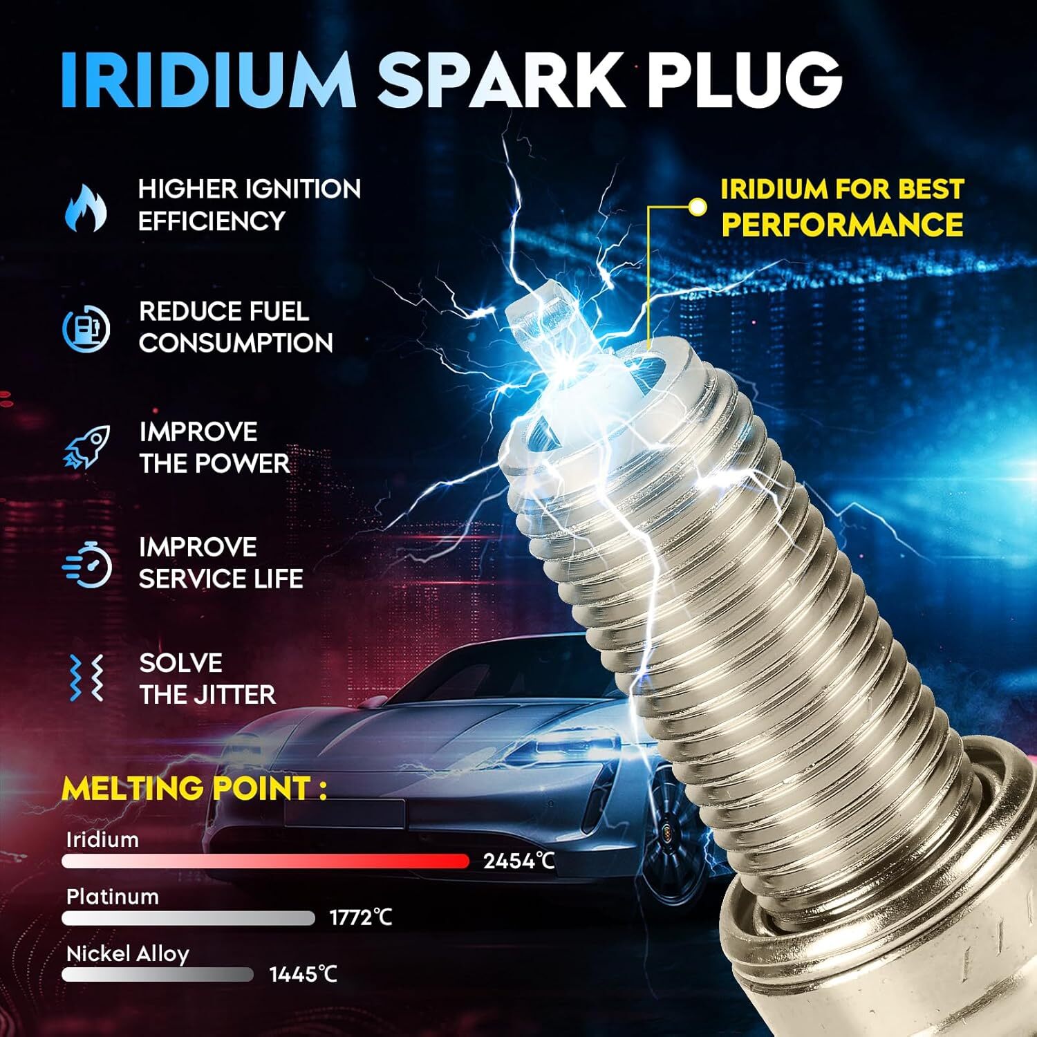 Red Ignition Coil Pack + Iridium Spark Plugs for 03-06 Chevy Avalanche 1500,