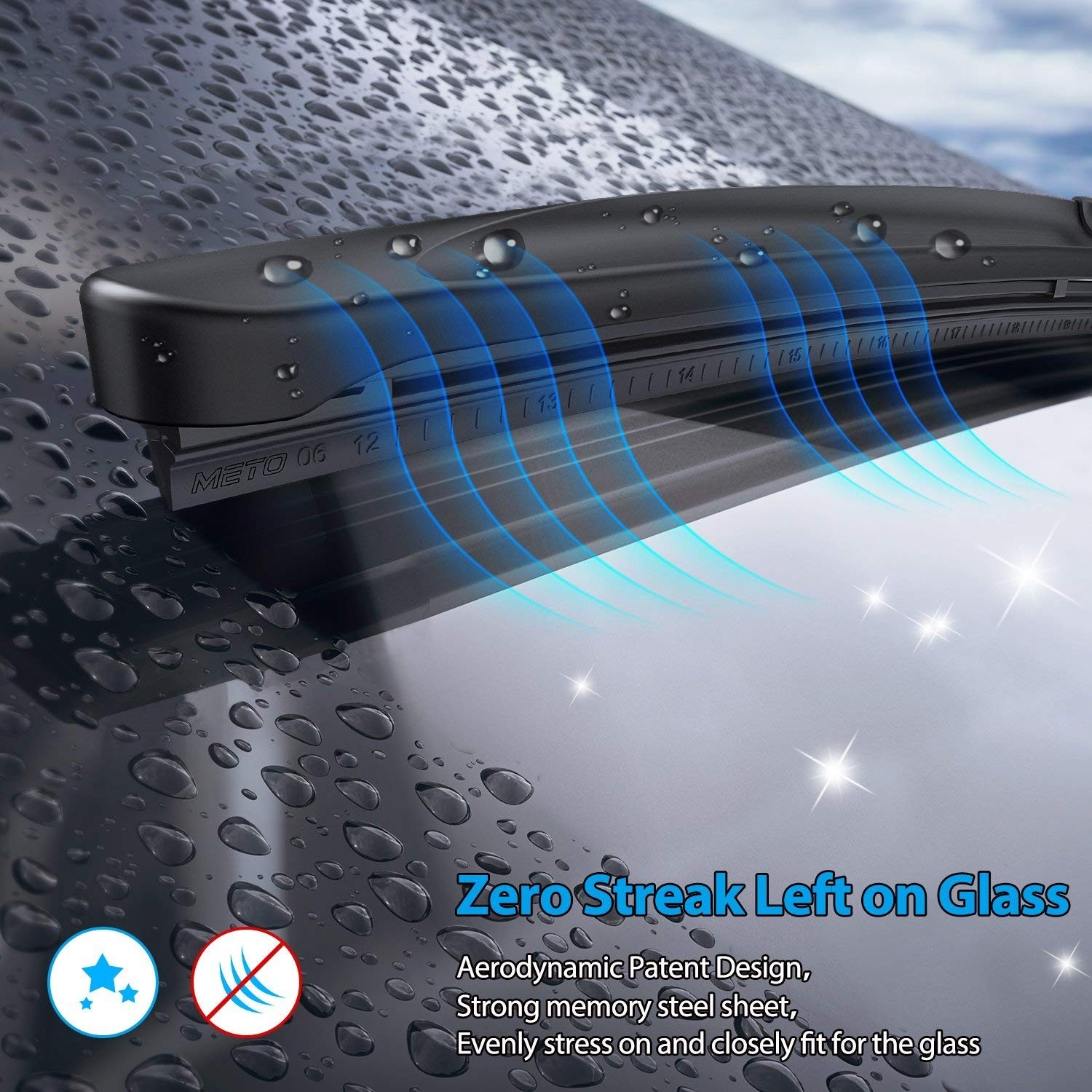 METO T6 Silicone Windshield Wiper Blades, 26 and 16 inches (set of 2)