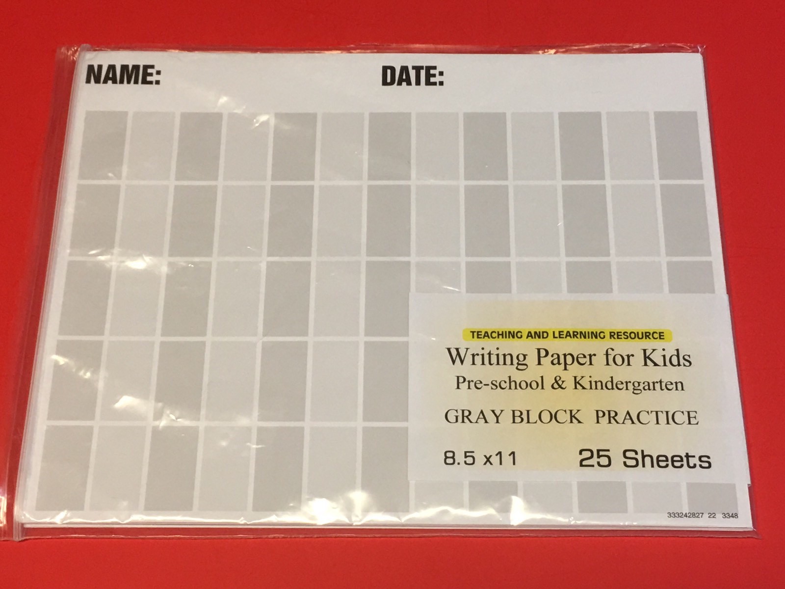 Writing Paper for Kids – Gray Block Practice – 11X 8.5 in, 20 lb, 25 sheets