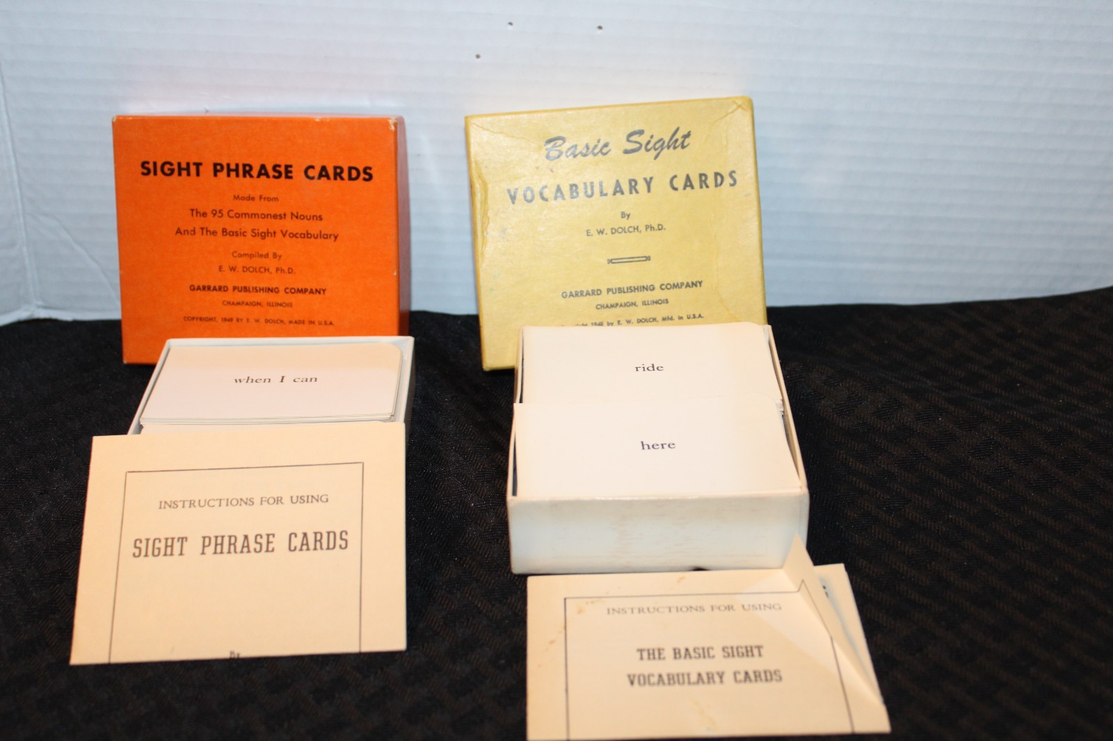 Lot of VTG Dolch® Flash Cards: Basic Sight Vocabulary Cards; Sight Phrase Cards