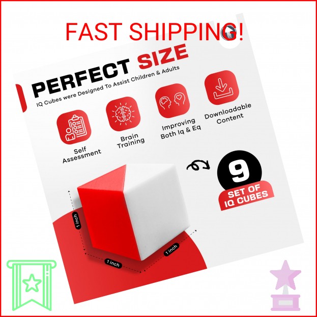 PrfcNL IQ Test Cubes (Red and White) – 9 Kohs Cubes, Practice for Block Design T