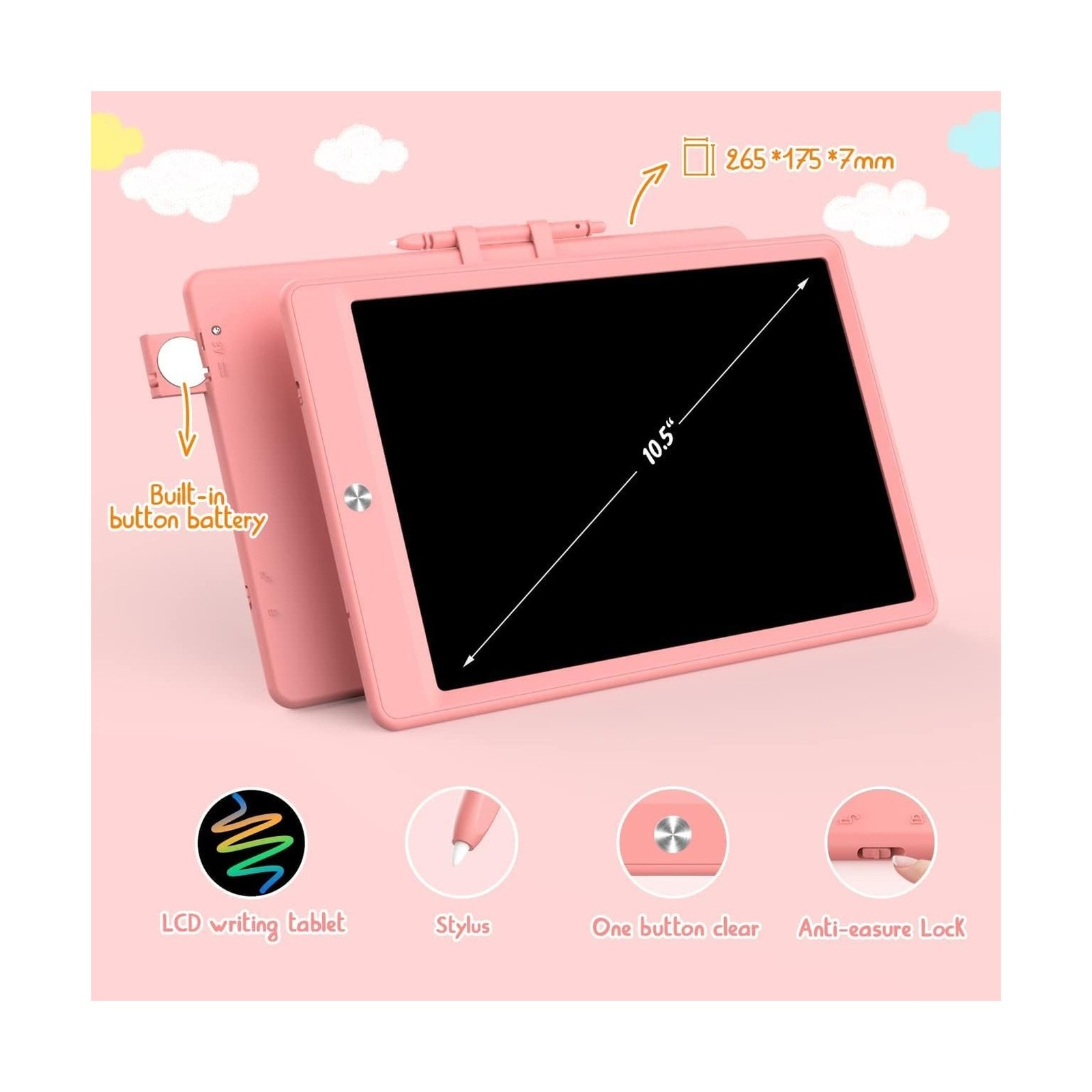 LCD Writing Tablet Doodle Board,10.5 inch Colorful Drawing Pad,Elec… Fast Ship