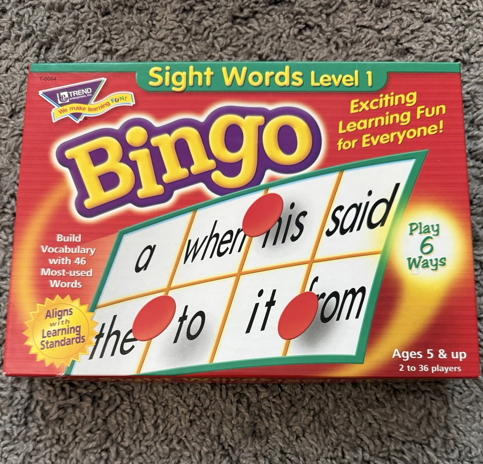 TREND Sight Words Level 1 Bingo Game Reading/Phonics Multicolor T-6064