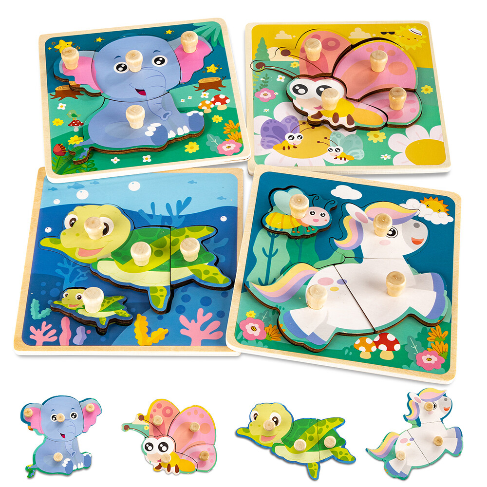 4 Pcs Wooden Toddler Puzzles Puzzles Gifts Toys Kid Learning Educational Toys
