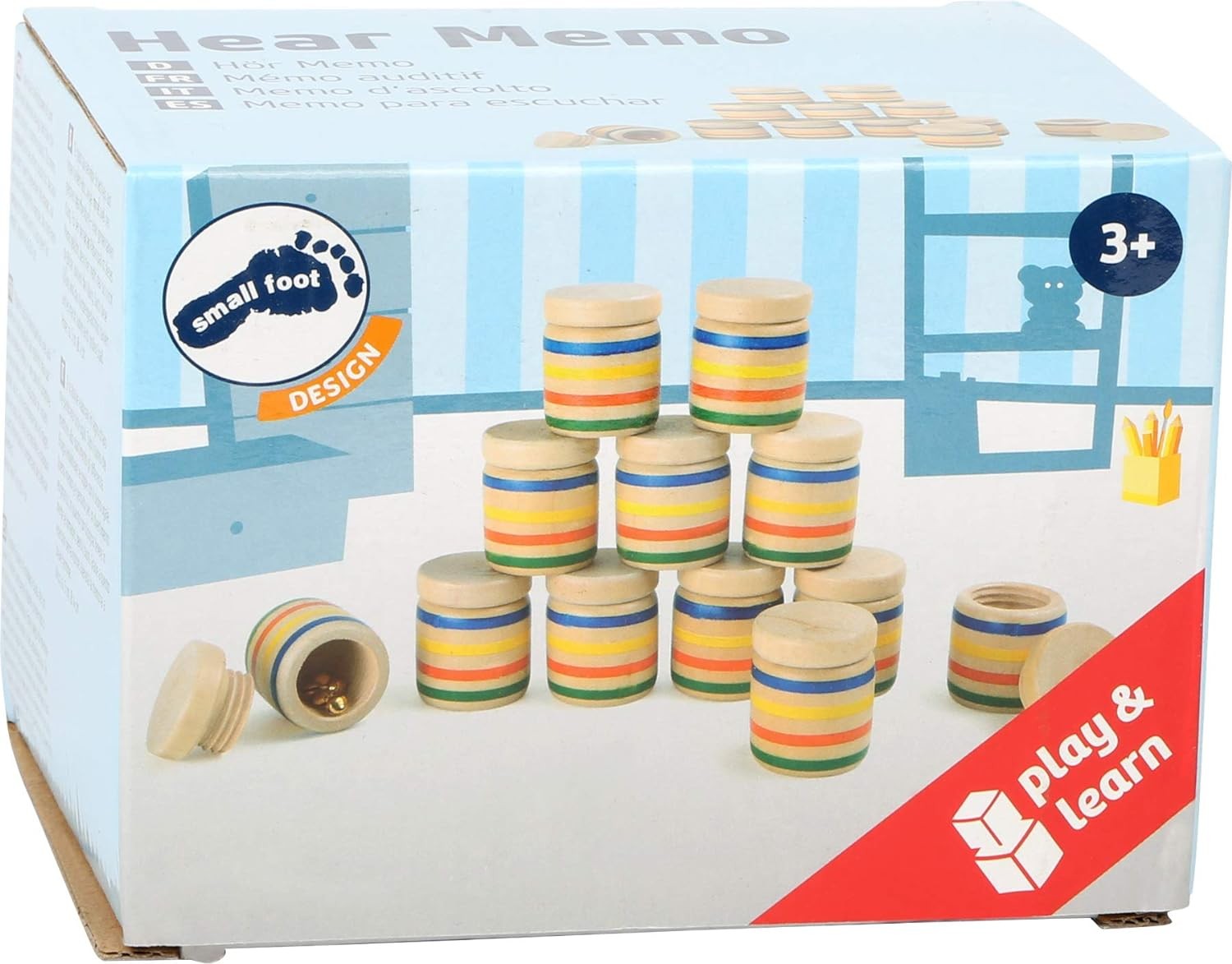small foot 6766 sensory game “hearing memory” made of wood, 12 wooden boxes, 6 x