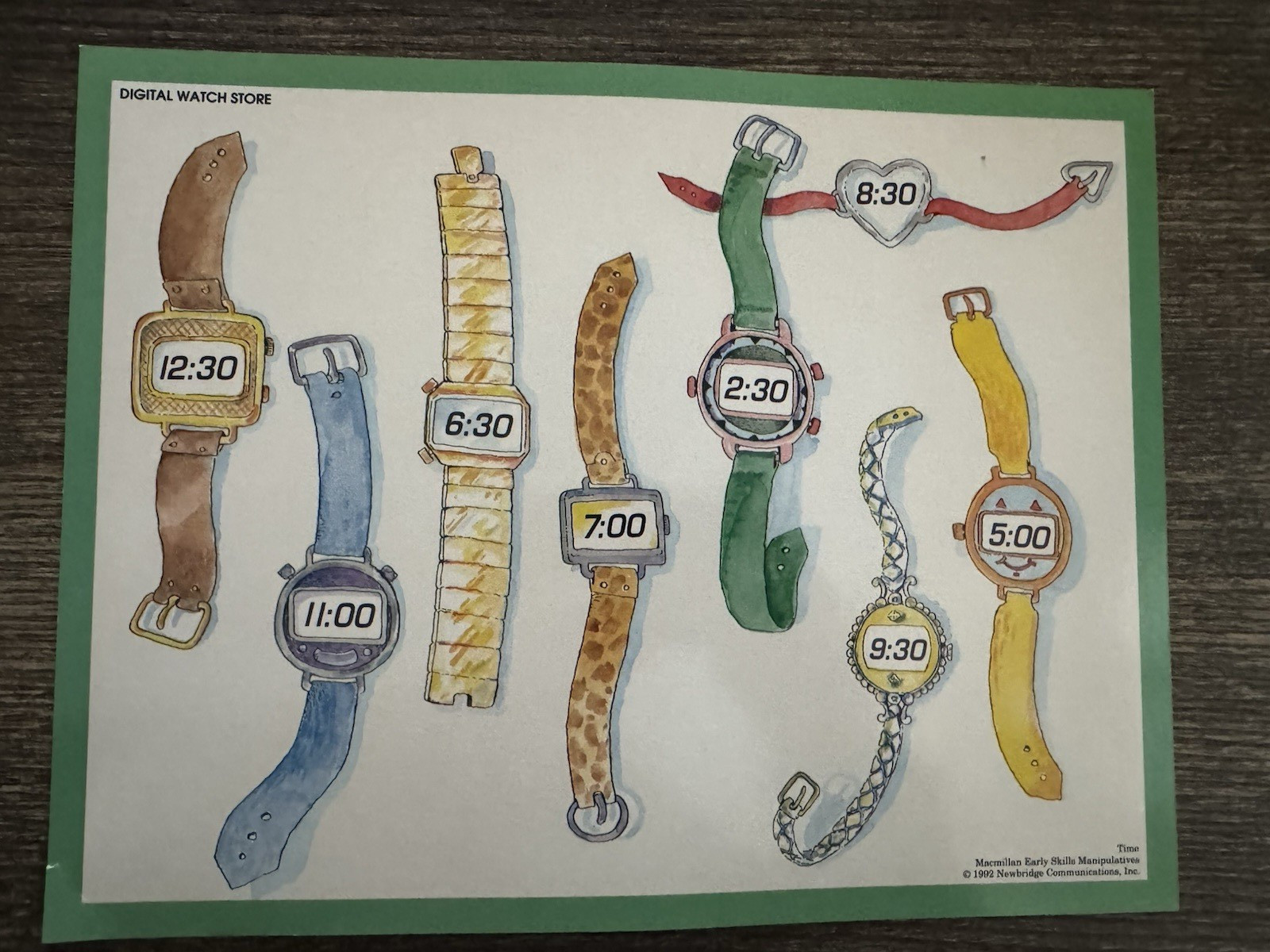 Macmillan Early Skills TIME manipulative SET Telling Time Cards & Clocks 90s