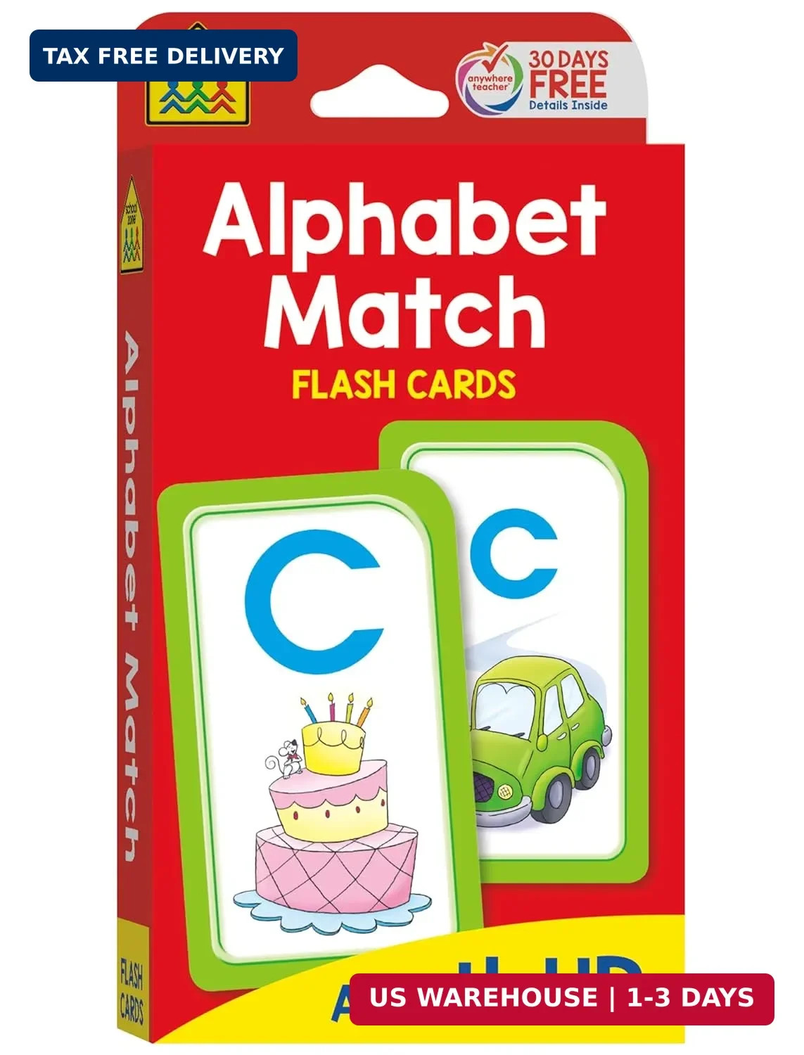 School Zone Alphabet Match Flash Cards: 56 Cards, Preschool, Kindergarten, ABC’s
