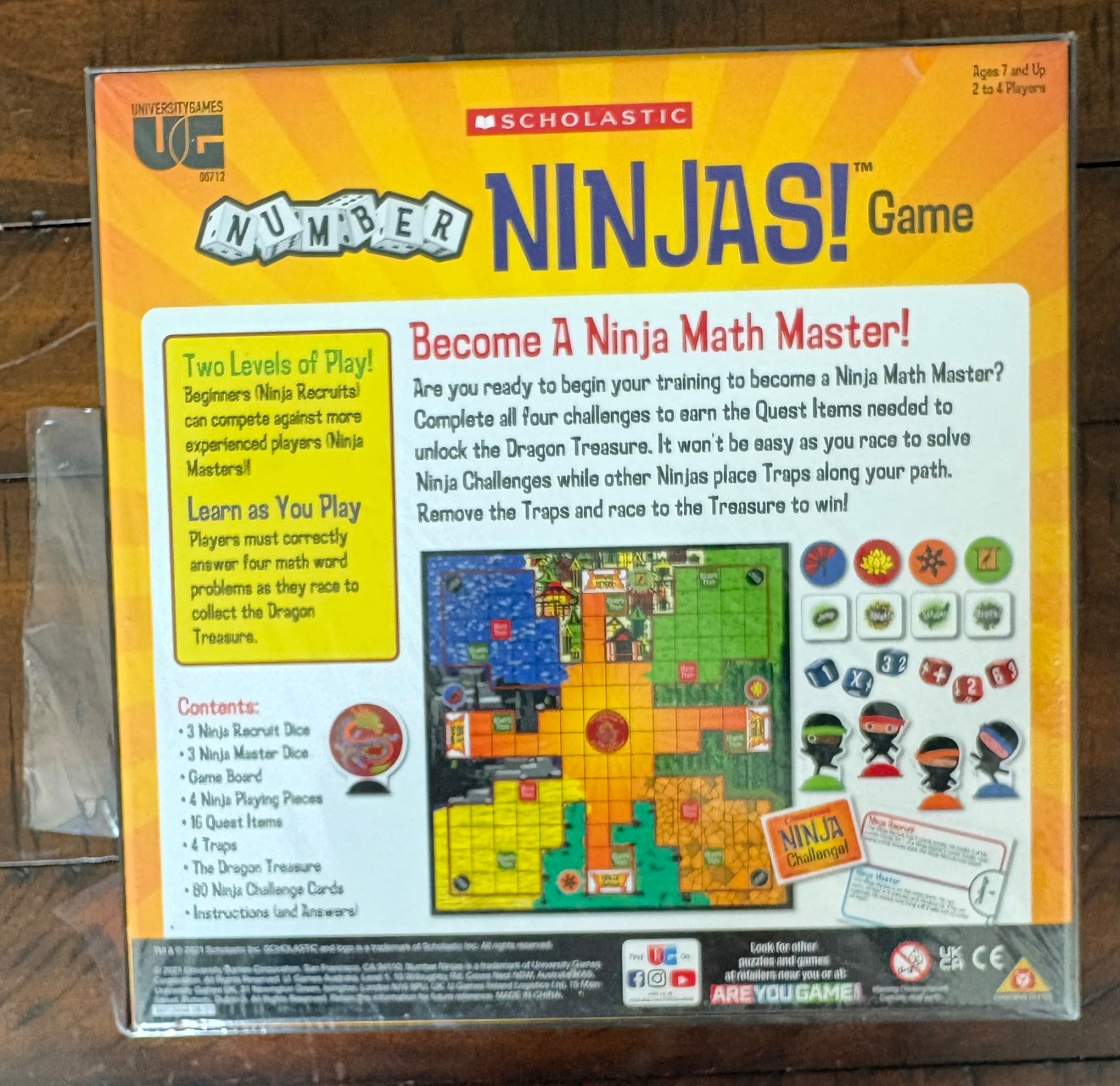 Scholastic Number Ninjas Math Board Game NEW Sealed Ages 7+ 2–4 Players