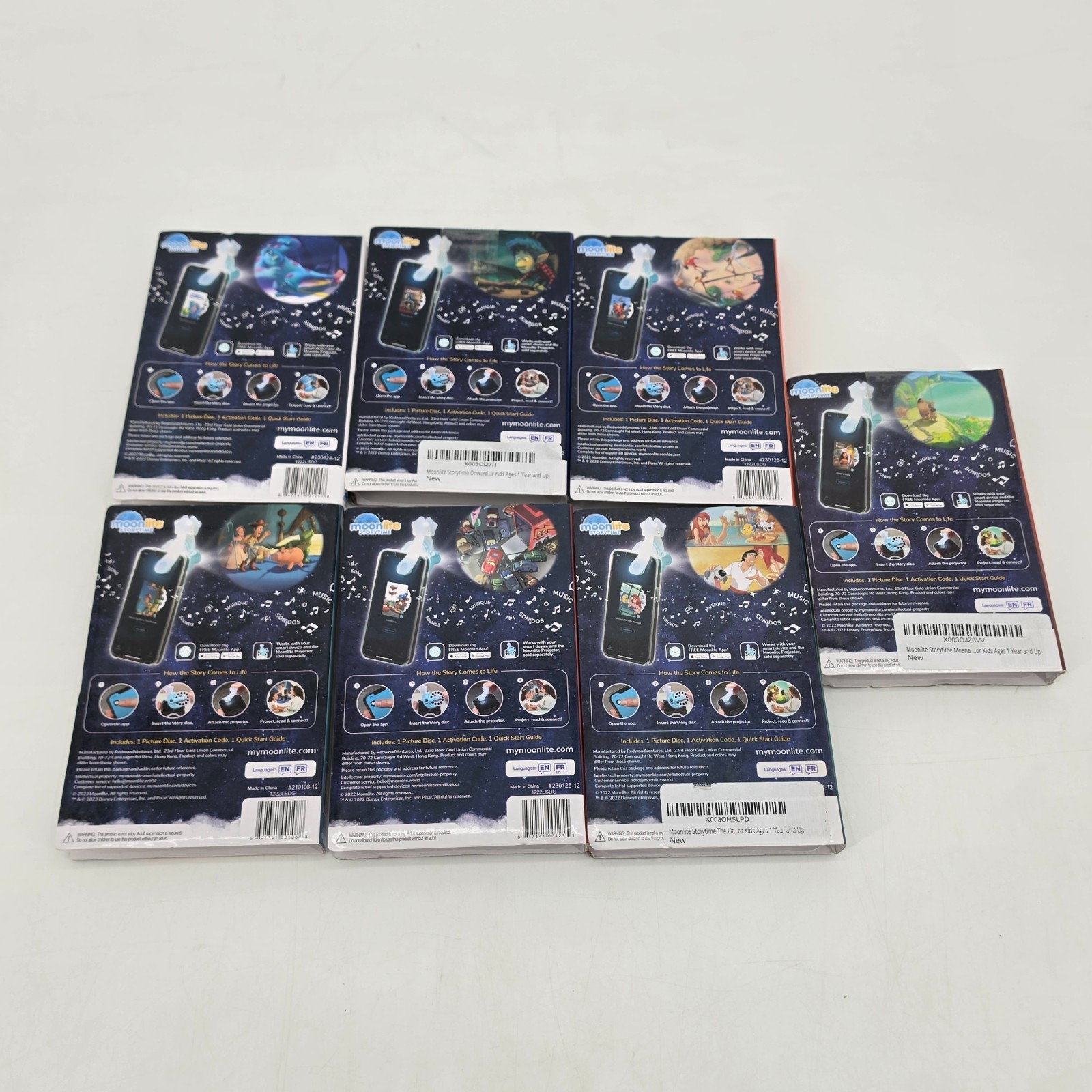Disney Moonlite Story Reel Storytime Projector Lot of 7 Toy Story Cars Moana