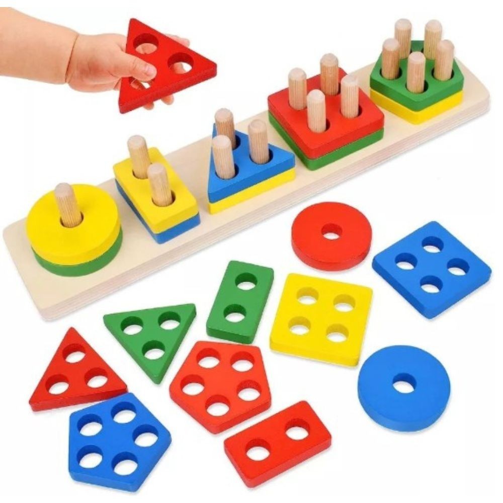 Multi-Color Wooden Puzzle for Kids Educational Montessori Toy Age 1-3 Cognitive