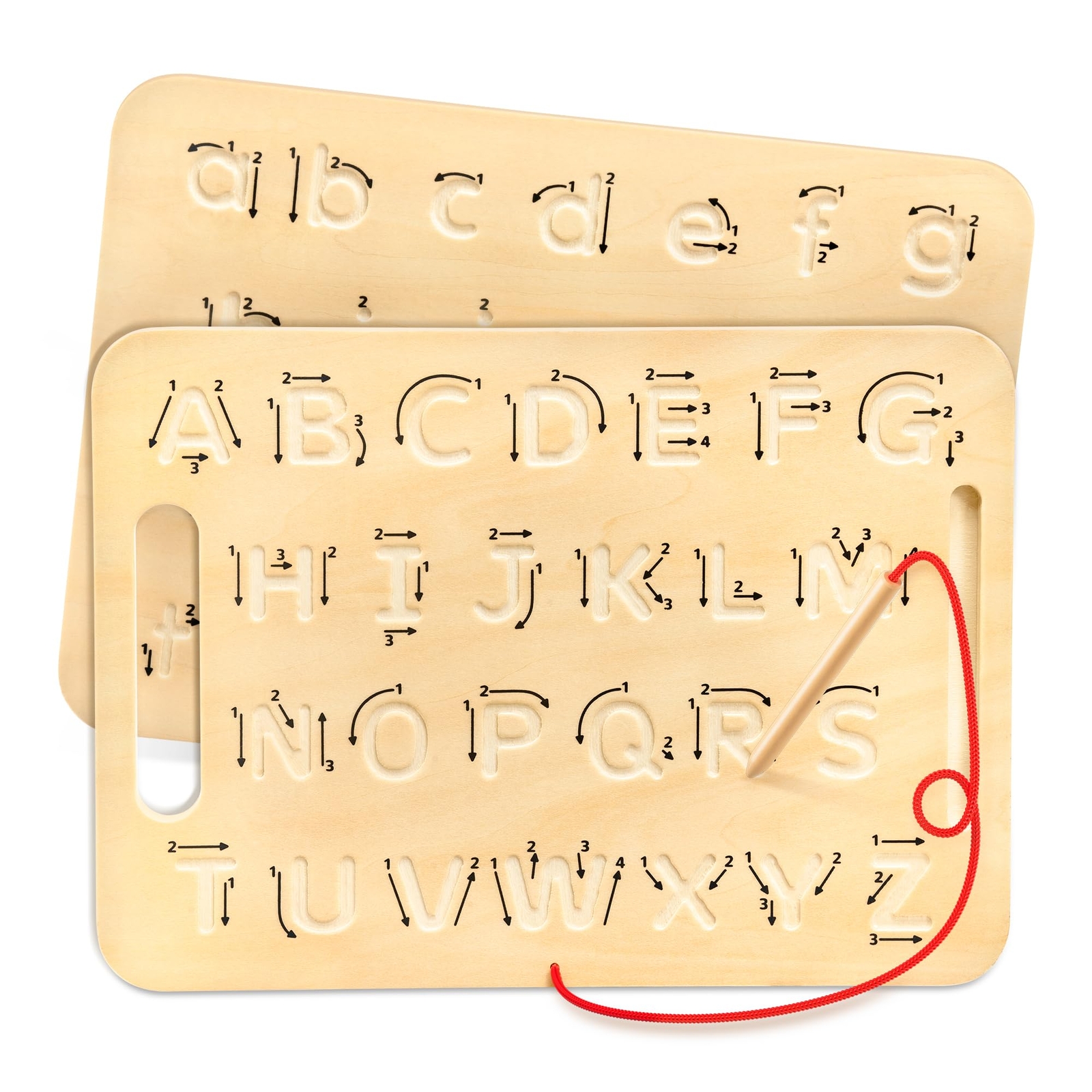 Wooden Letters Alphabet Tracing Board Double-Sided Educational Toy for Preschool