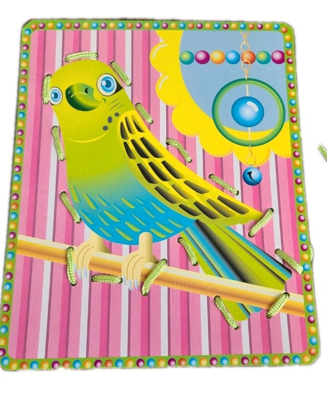 eeBoo Family Pets Lacing Cards 5 Count Educational Fine Motor Skills Toy Ages 3+