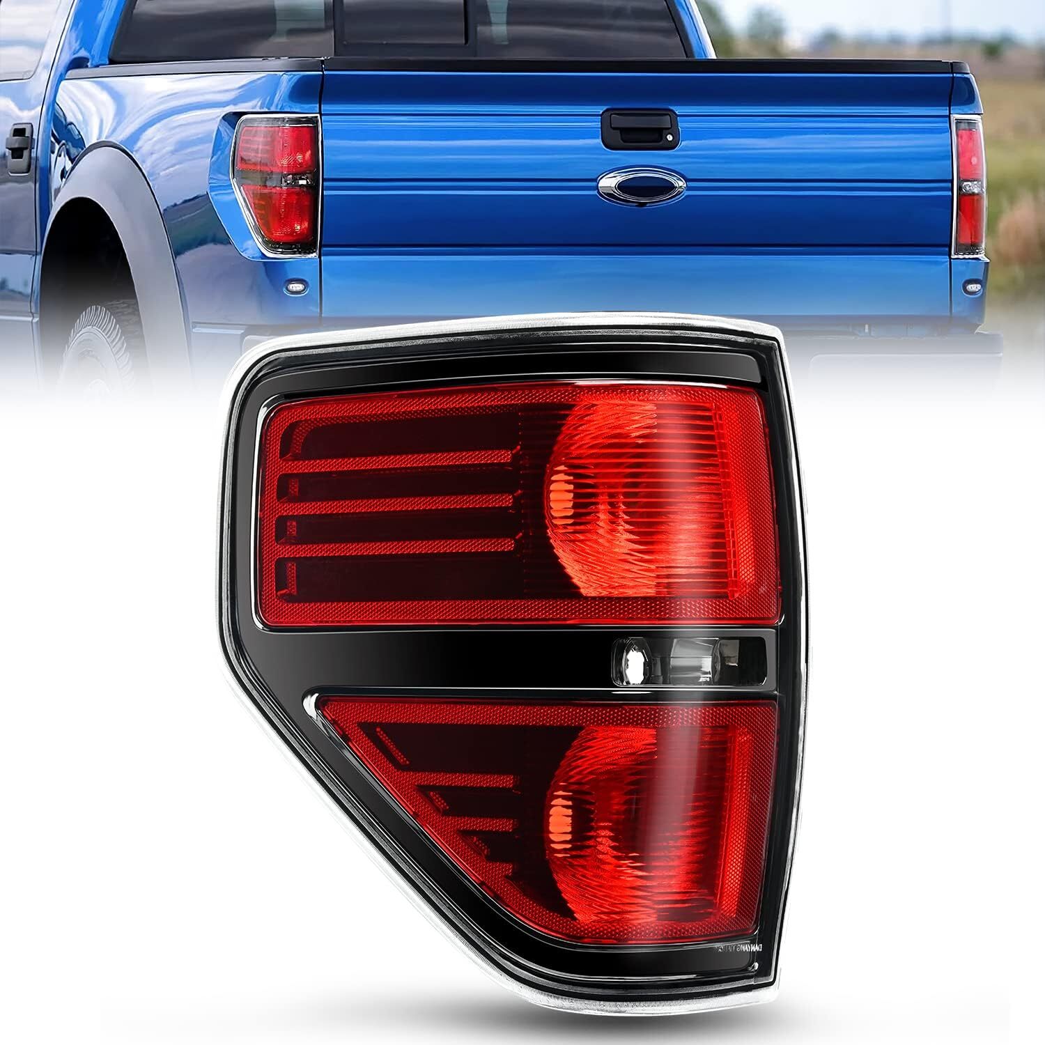 09-14 Ford F150 Left Driver Side Tail Light Black Trim Brake Signal Red Housing