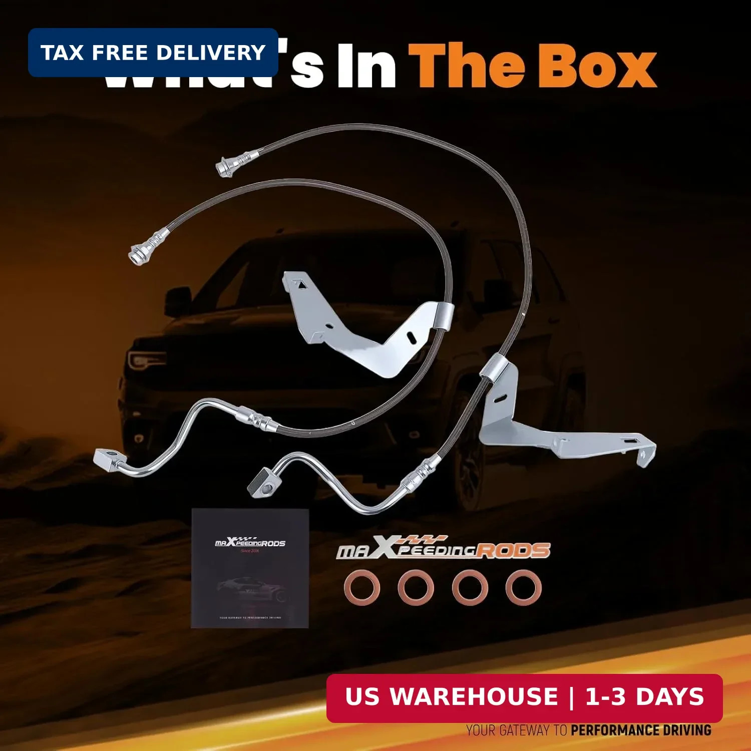 Extended Front Brake Lines Stainless Steel for Ford F-250 F-350 4WD 2008-2016