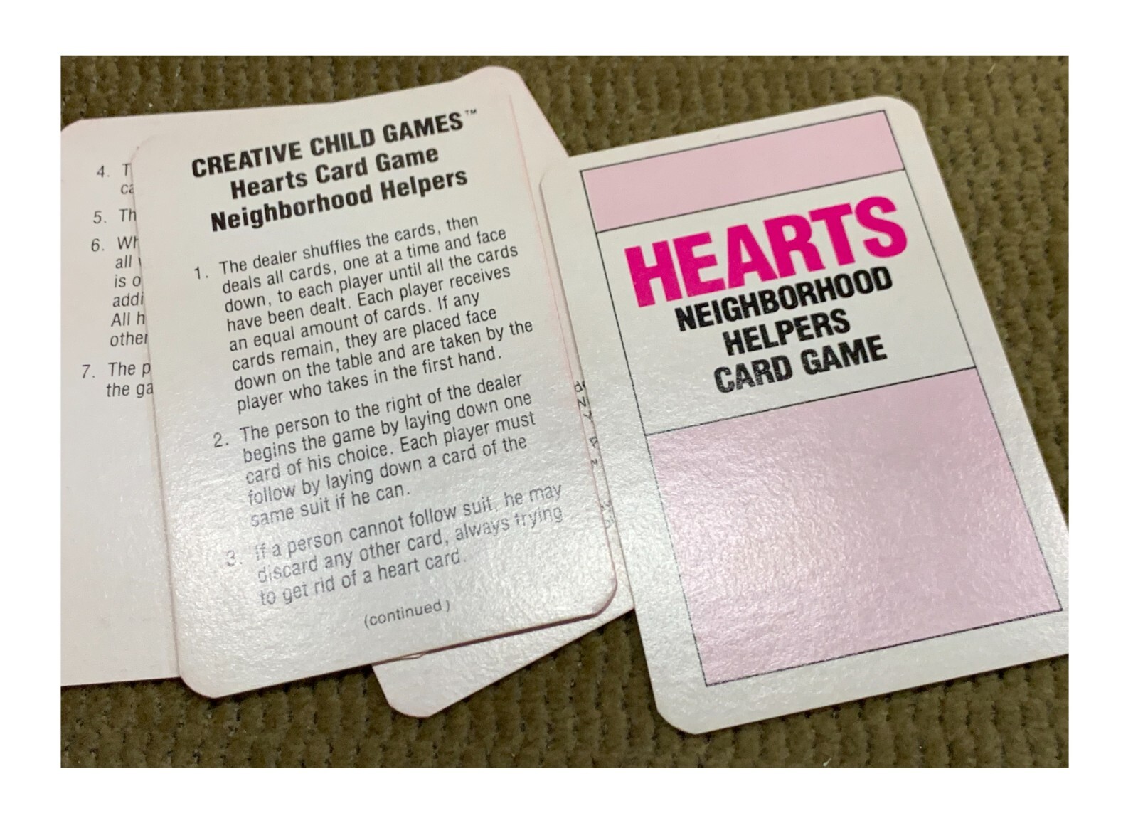 VINTAGE “HEARTS” CARD GAME FOR CREATIVE CHILDREN TO PLAY