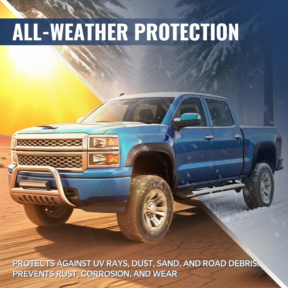 4 Pack Fender Flares for Chevy Silverado 2014-2018 1500, 2015-2019 2500HD 3500HD