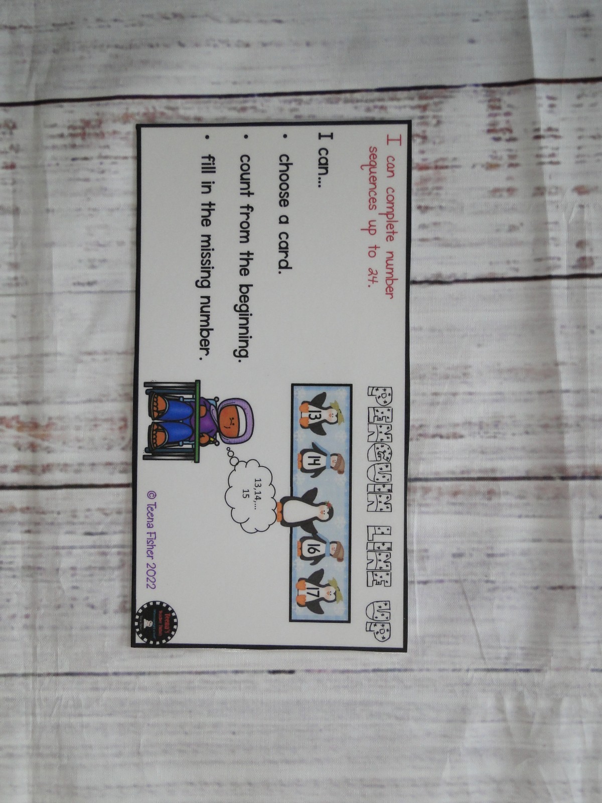 Penguin Line Up Number Sequences Preschool Kindergarten Match Center Task Bag