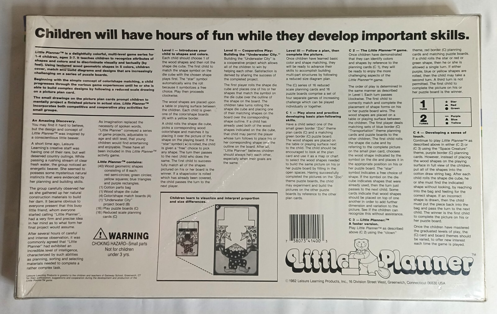 Vintage Learning Game LITTLE PLANNER 1982 Leisure Learning SEALED