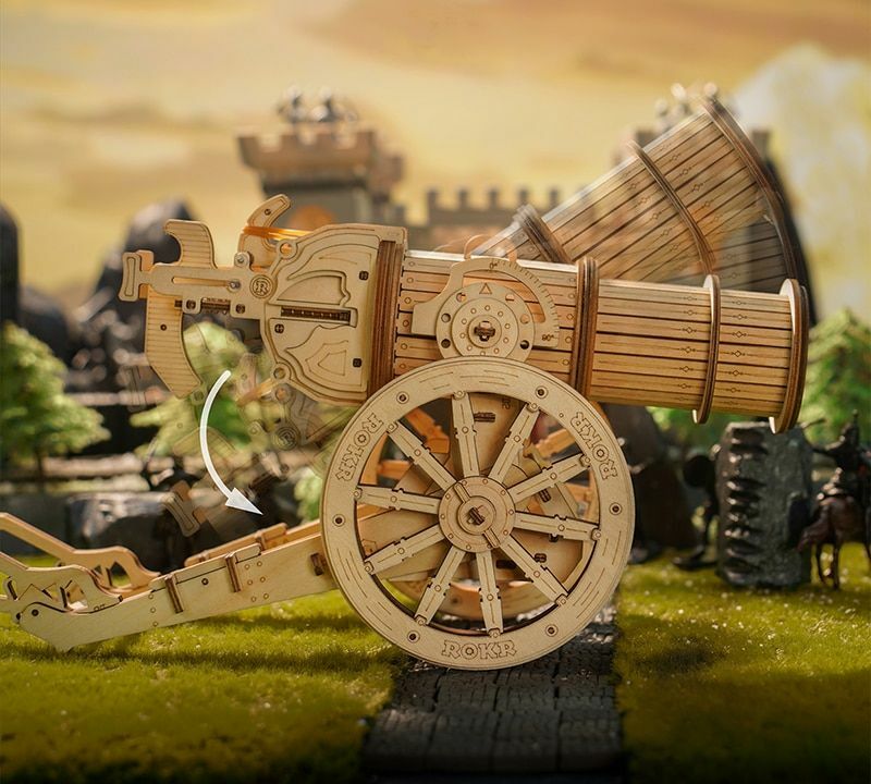 Wooden Puzzle 3D Toy Artillery Model Siege Assembly Gift DIY Game Children Xmas