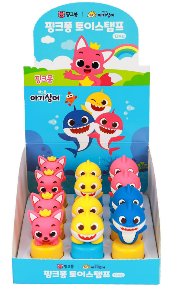 Pinkfong Baby Shark Toy Stamp 12pcs Display Box figure stamp