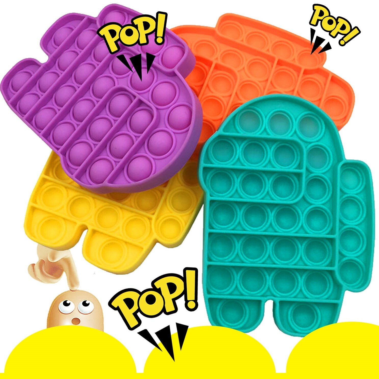 AMONG US PUSH POP SILICONE SENSORY FIDGET TOY ANTI-ANXIETY STRESS BUBBLE IT GAME