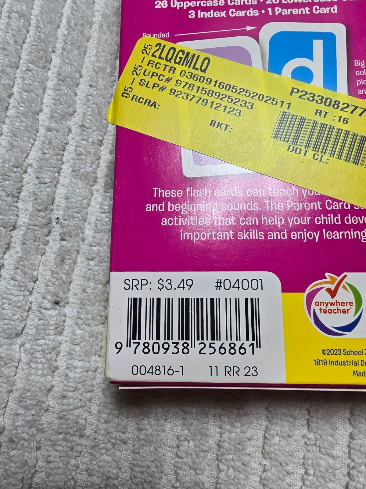 School Zone Alphabet Flash Cards: Colorful Learning for Preschool & Toddlers (A