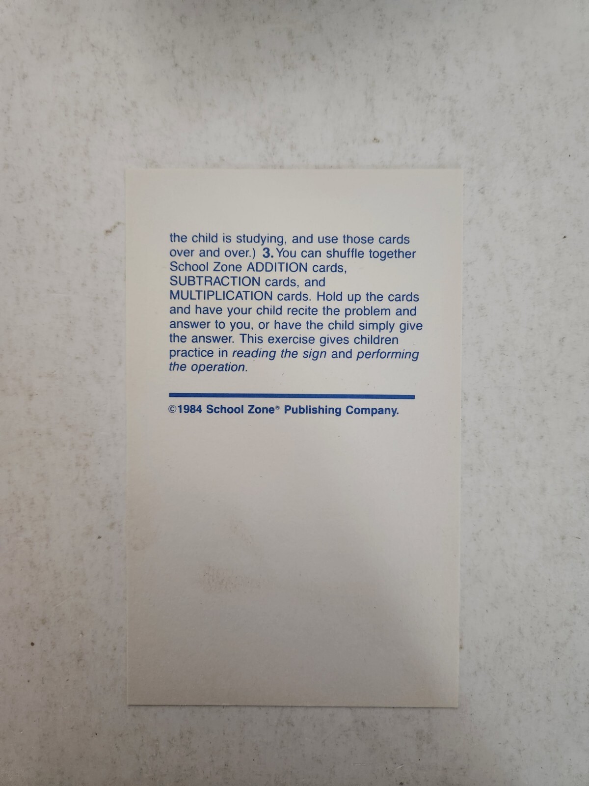 SUBTRACTION Flash Cards NOS from School Zone Home Schooling FREE SHIPPING 1984