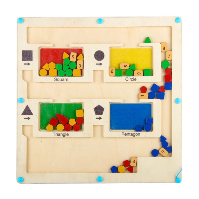 Montessori Toy For Toddlers Wooden Puzzle Magnet Board Shape & Color Matching