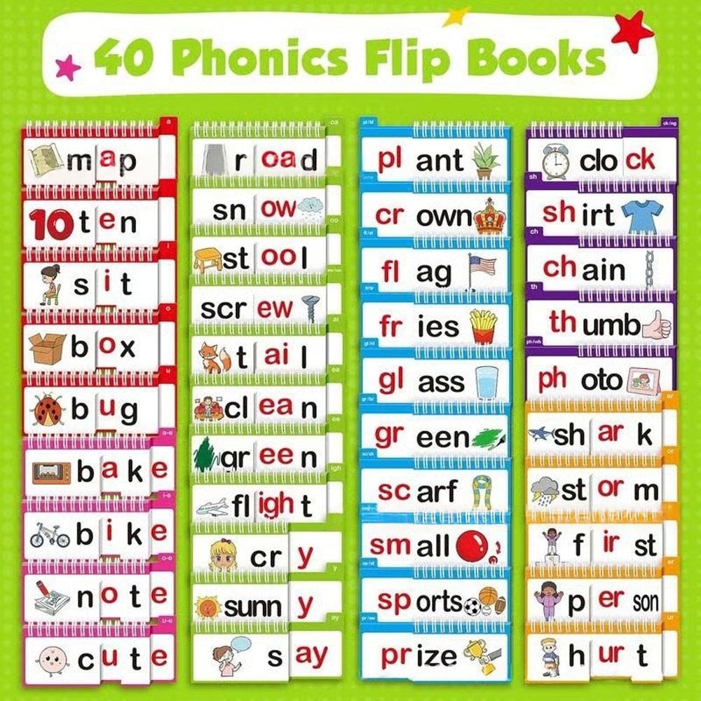 40 Read and Rhyme Flip Books,Phonics Word Family ET