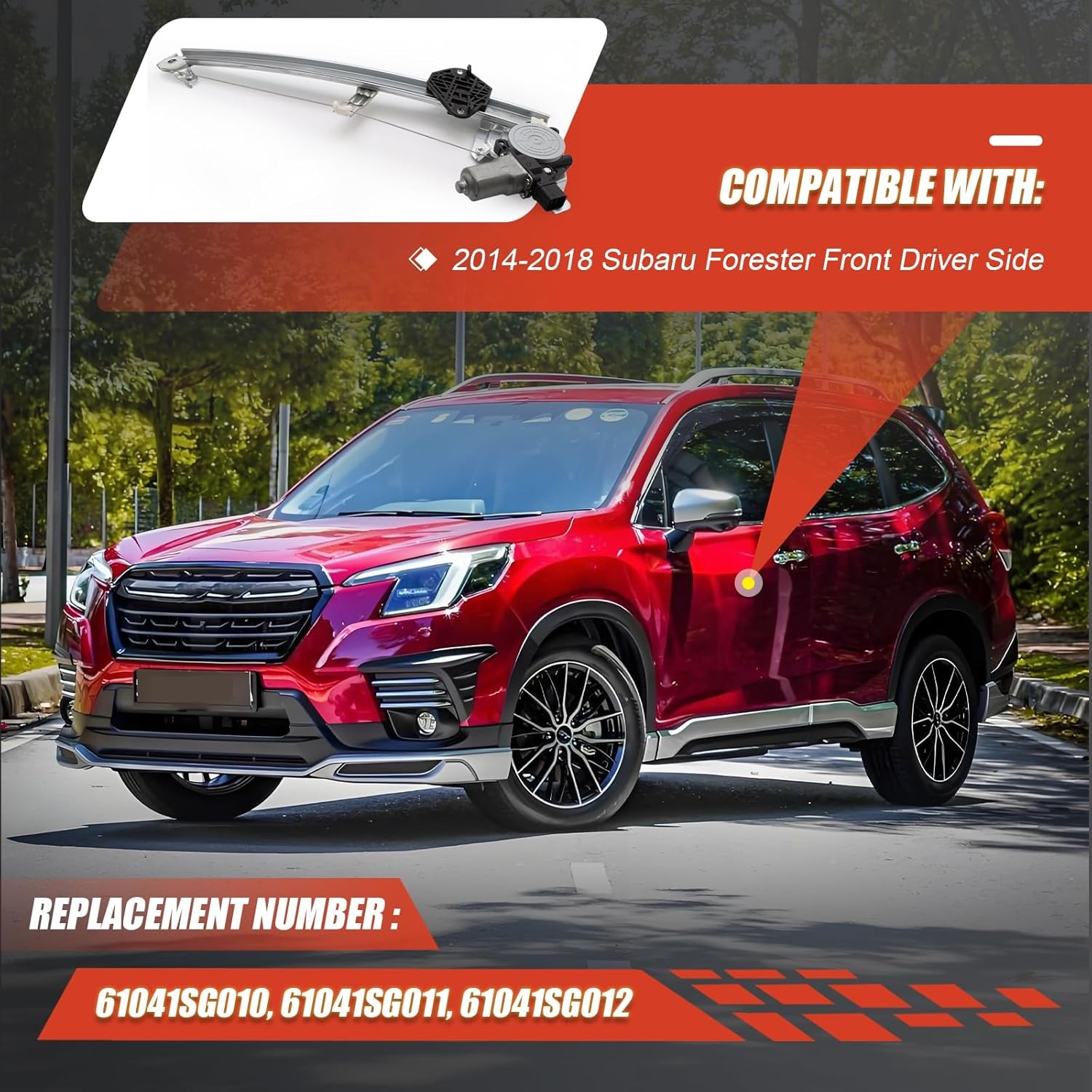 Power Window Regulator with Motor Compatible with 2014-2018 Subaru Forester
