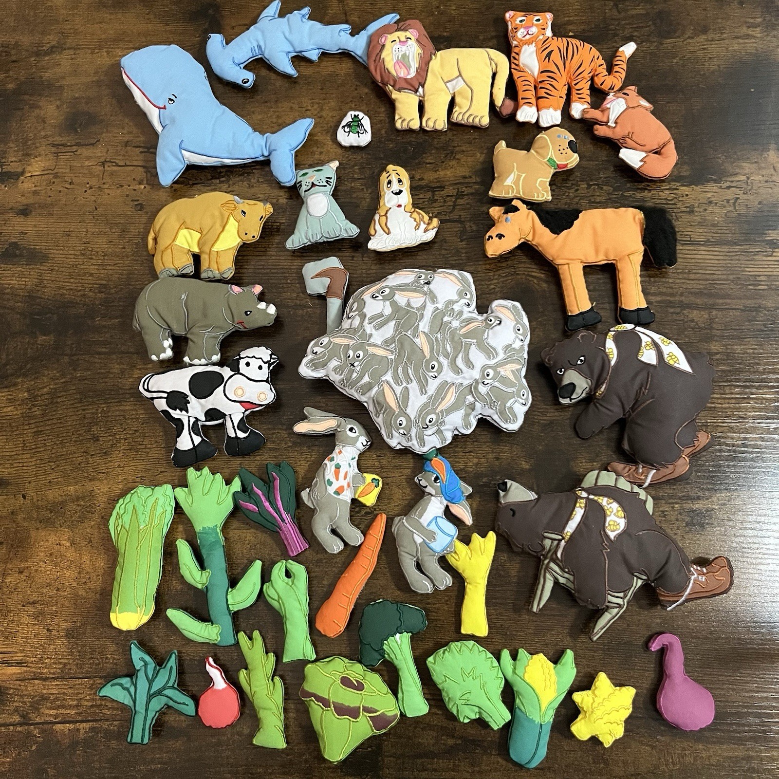 Lot Of 34 Plush Storytelling Figures Works With Hook And Loop Receptive Surface