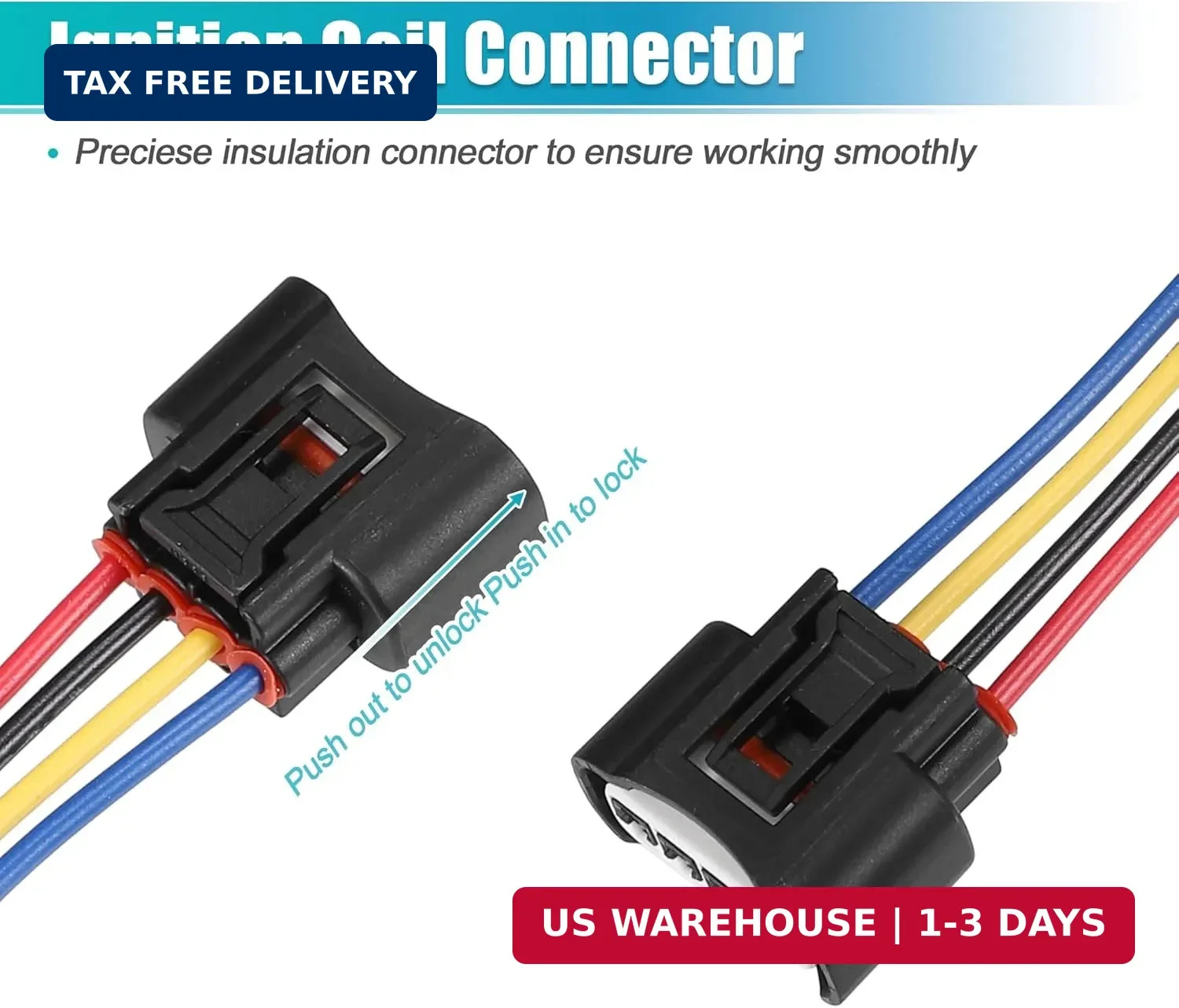 uxcell 4pcs Ignition Coil Connector for Scion TC L4 2.4L 2005-2010 for Toyota Ca