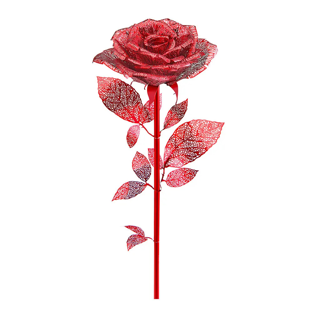 3D Metal Puzzle-Rose Model Building Kits Jigsaw Toy Adults Brain Teaser Gifts